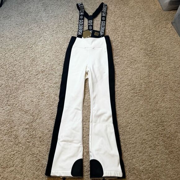 GOLDBERGH WOMEN'S HIGH END SALOPETTE SKI PANTS BIB WHITE BLACK NWT US 4 - Picture 10 of 13